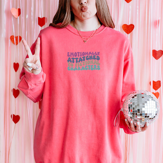 Emotionally Attached to Fictional Characters Embroidered Sweatshirt