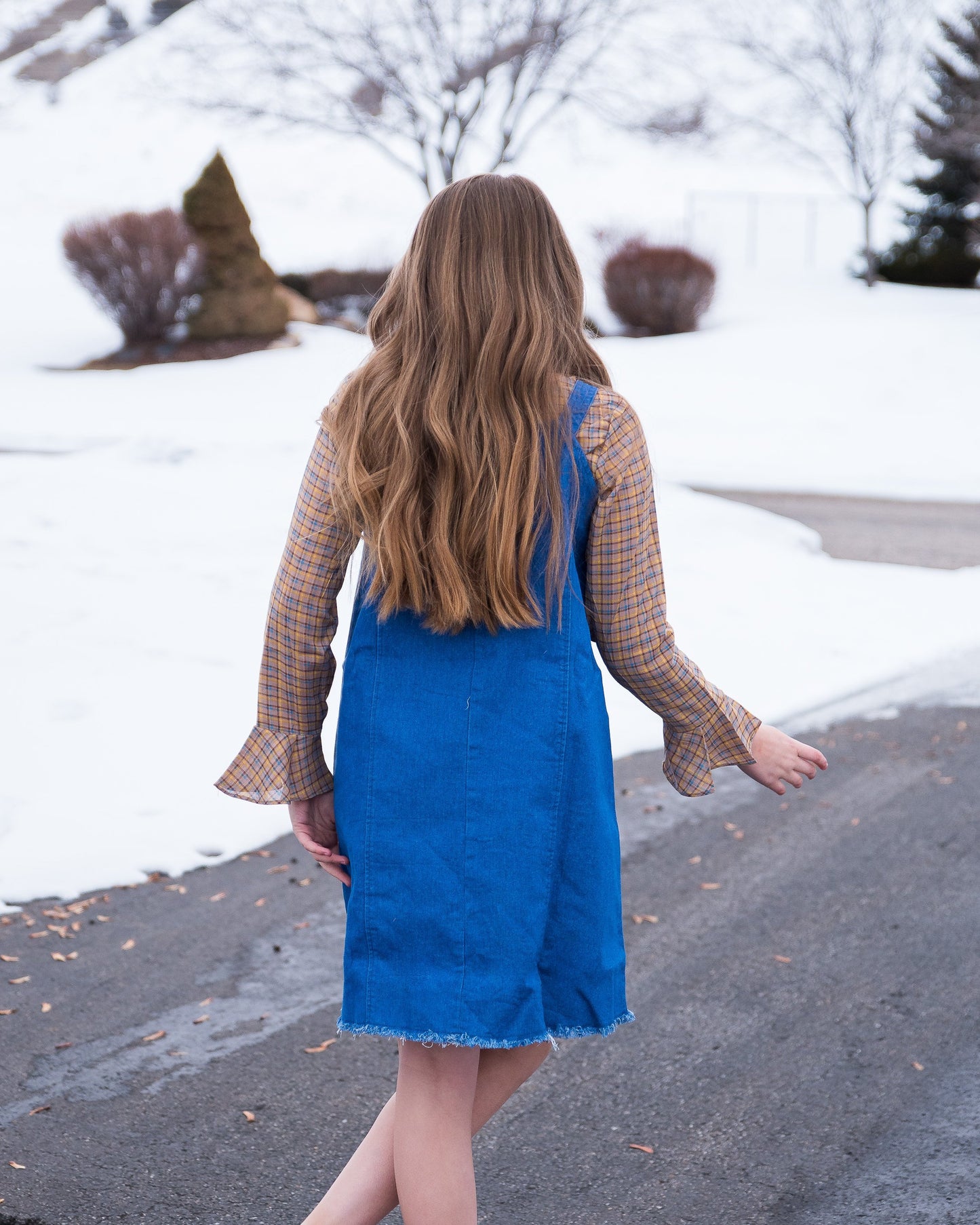 Girls Denim Overall Dress